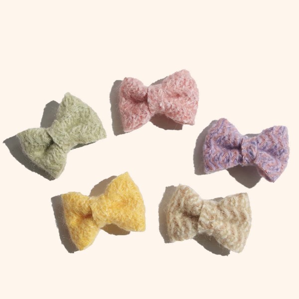 

5pcs Toddler Girls Plain Bow Hair Clip, Multicolor