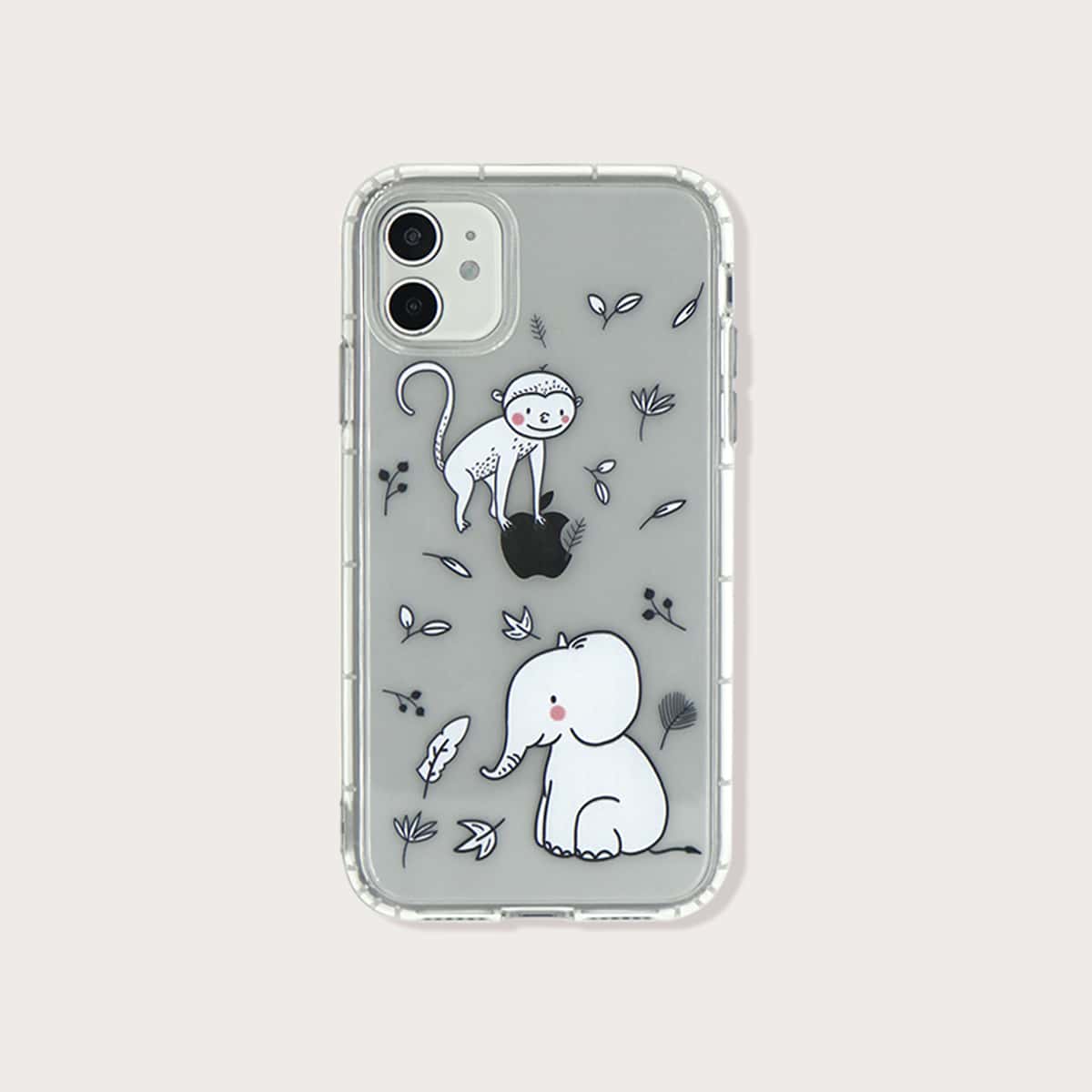 

Cartoon Animal Clear iPhone Case, White