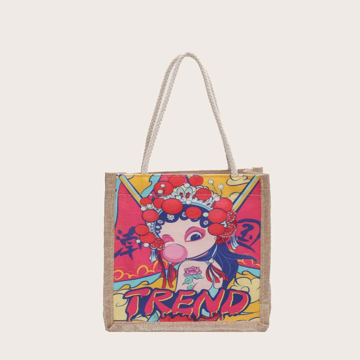 

Chinese Theatre Character Linen Shopper Bag, Pink