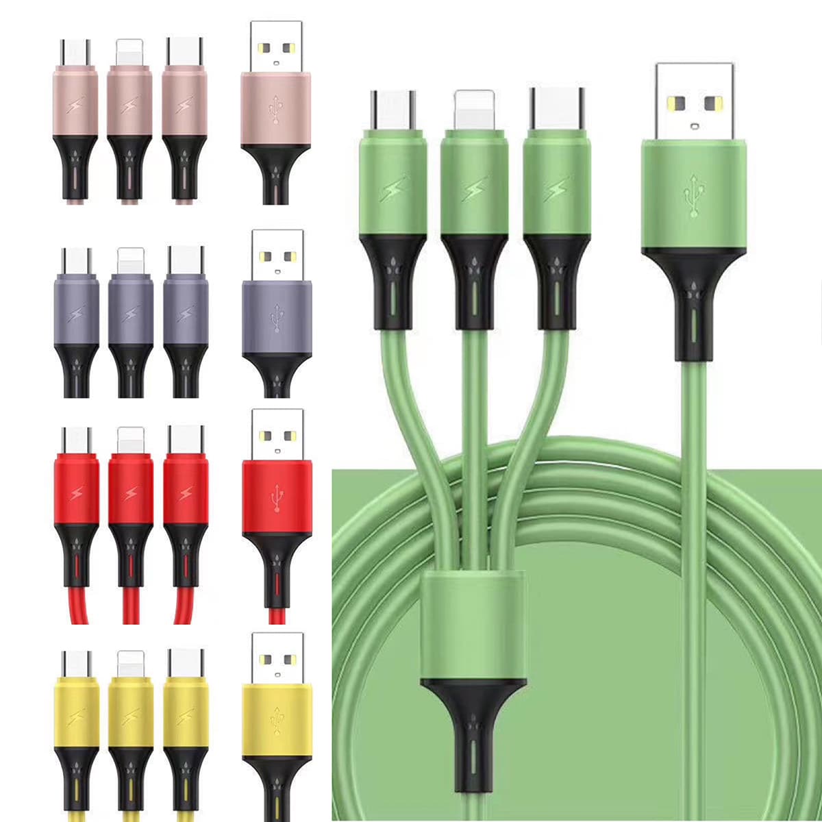

3 In 1 Phone Data Cable, Multicolor