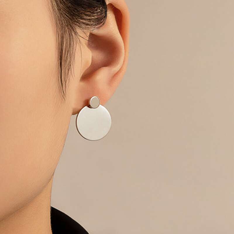 

Disc Stud Earrings, Antique silver