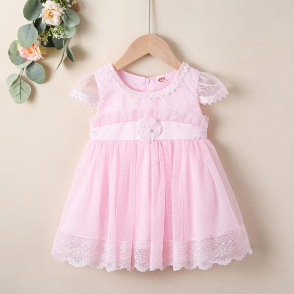 

Toddler Girls Appliques Tutu Party Dress, Baby pink