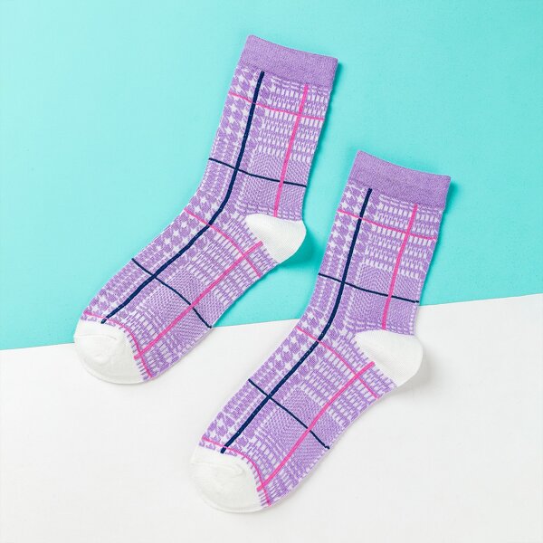 

Plaid Pattern Socks, Multicolor