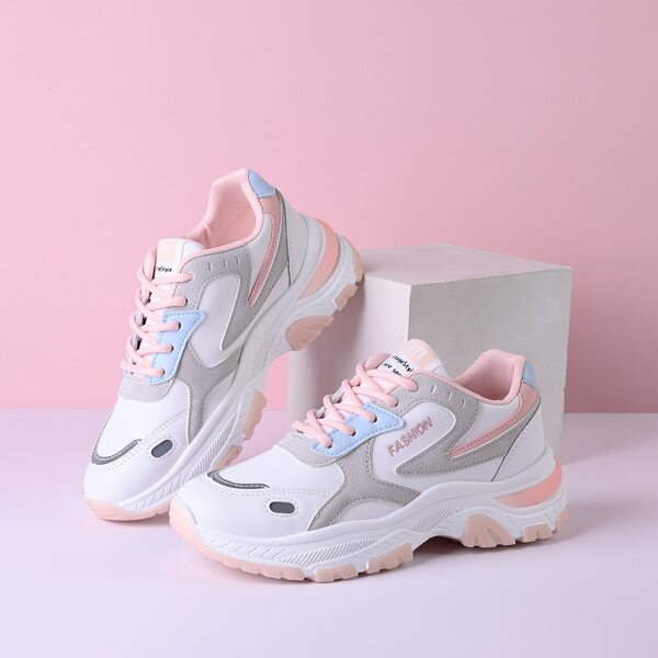 

Letter Graphic Lace-up Front Sneakers, Pink