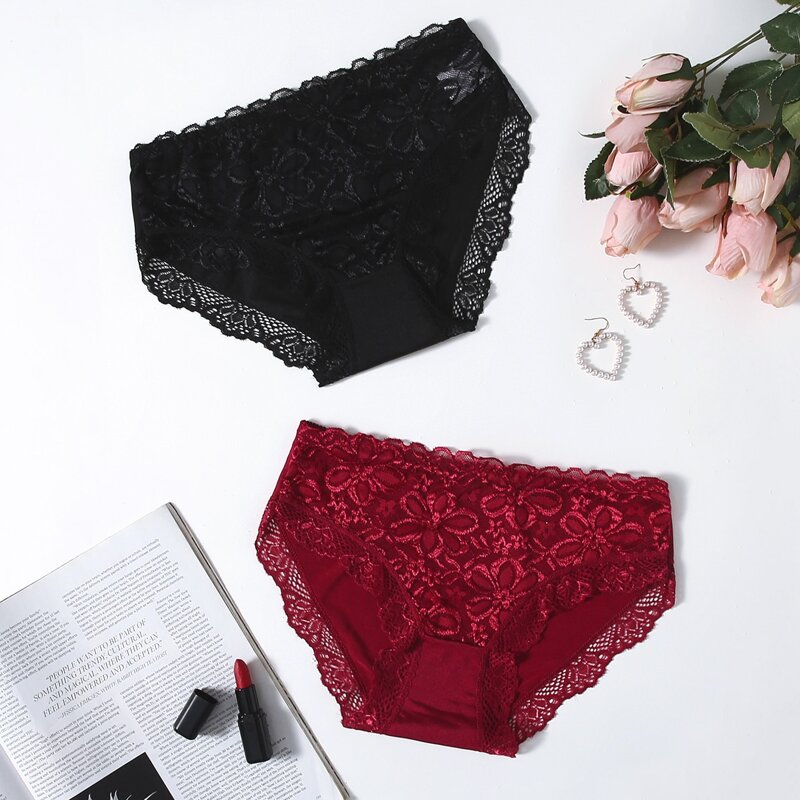 

2pack Contrast Lace Panty Set, Multicolor