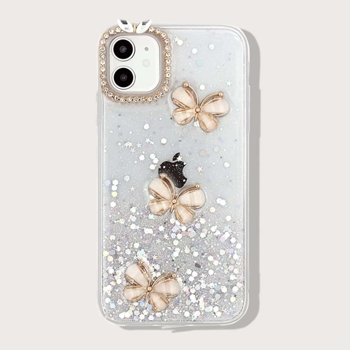

Glitter Butterfly iPhone Case, White