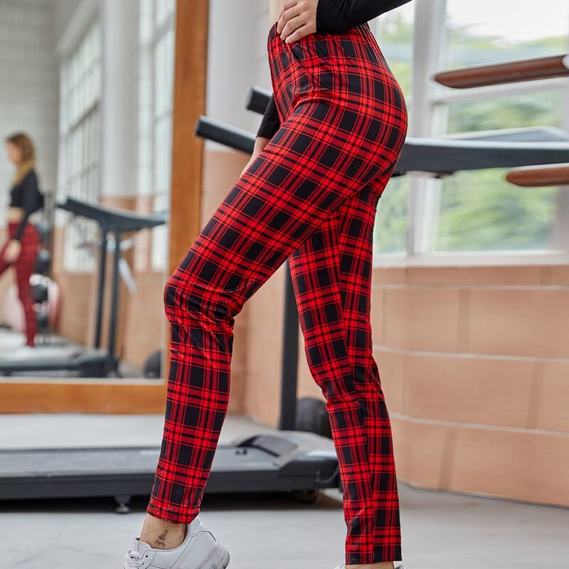 

Elastic Plaid Leggings, Multicolor