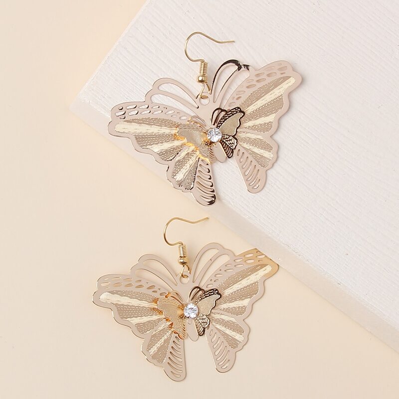 

Golden Butterfly Drop Earrings, Gold