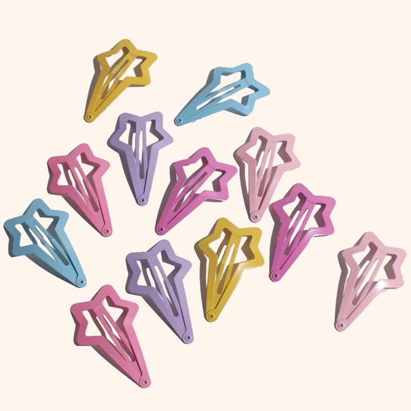 

6pairs Girls Star Shaped Hair Clip, Multicolor