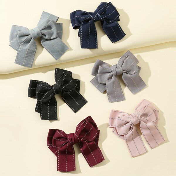 

6pcs Toddler Girls Bow Knot Decor Hair Clip, Multicolor