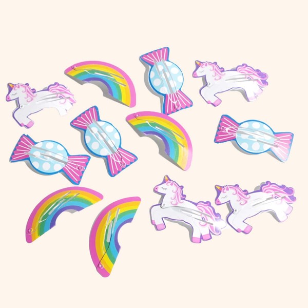 

12pcs Girls Cartoon Hair Clip, Multicolor