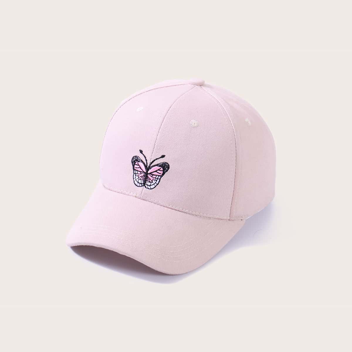 

Butterfly Embroidery Baseball Cap, Beige
