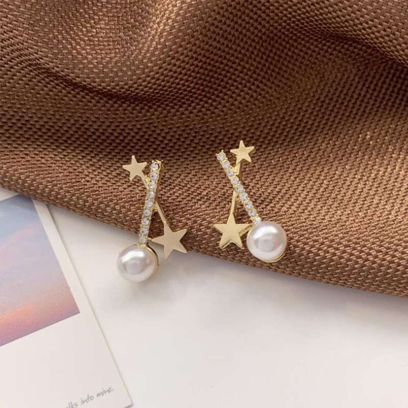

Rhinestone Star Stud Earrings, Gold