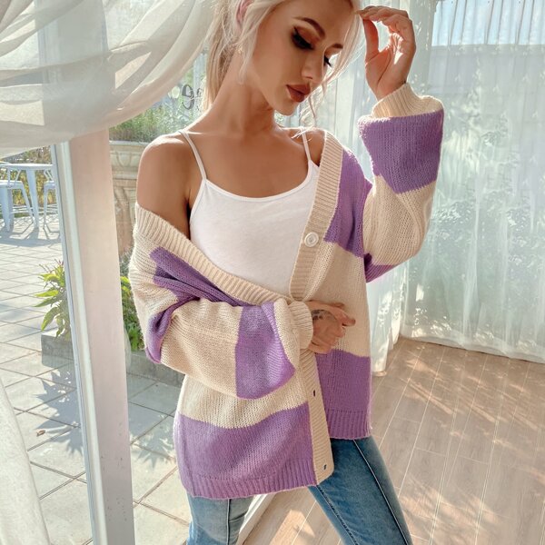 

Cut And Sew Oversized Cardigan, Multicolor