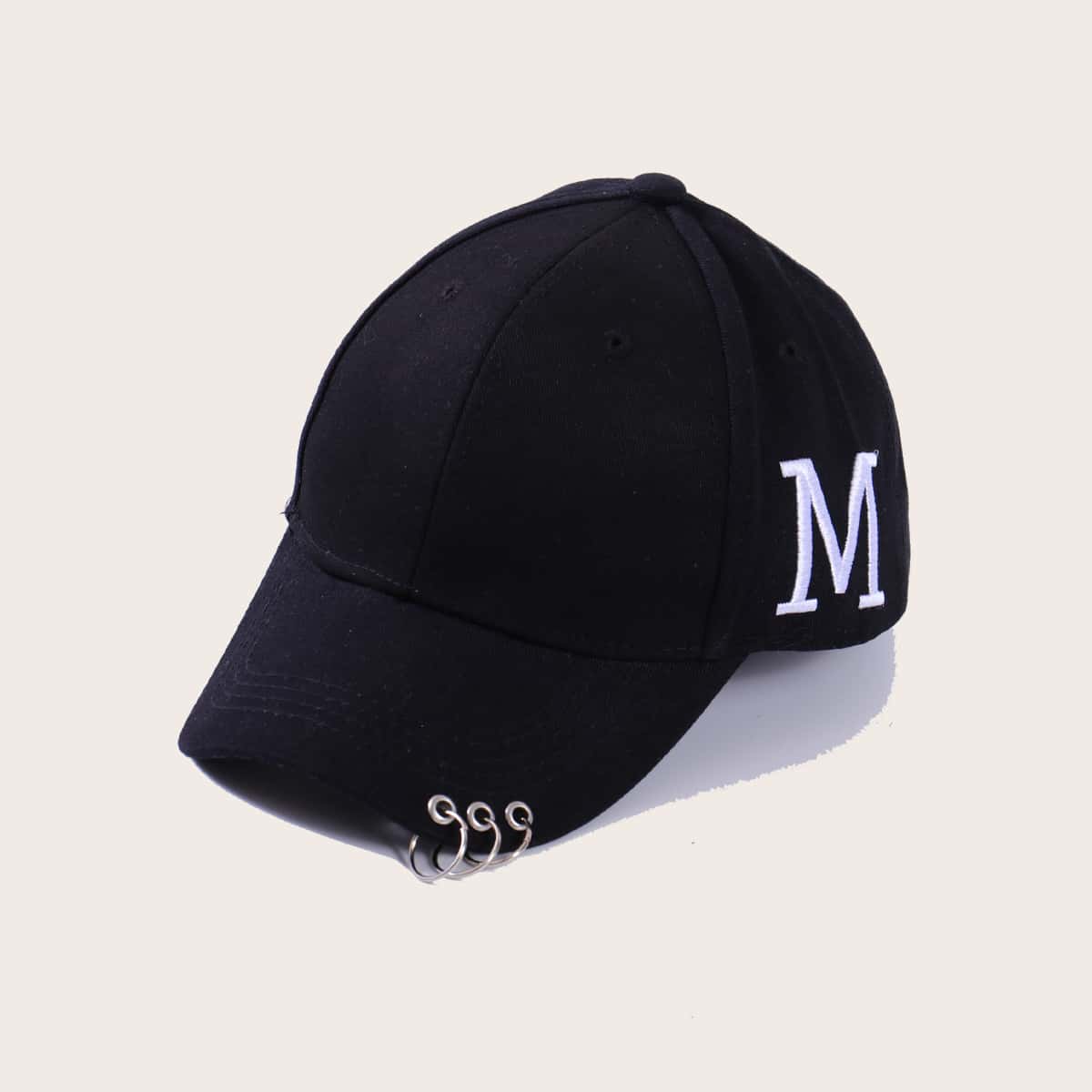 

Ring Detail Baseball Cap, Black