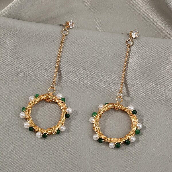 

Faux Pearl Decor Round Drop Earrings, Multicolor