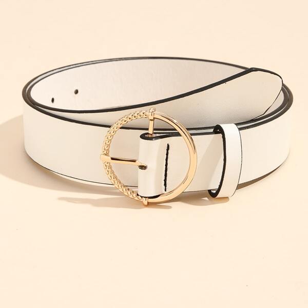 

Round Buckle Belt, White