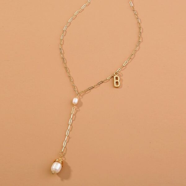 

Faux Pearl Decor Y-lariat Necklace, Gold