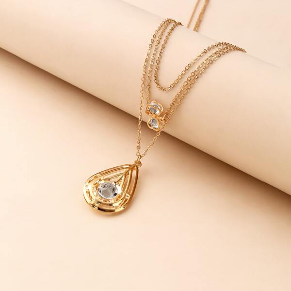 

Waterdrop Charm Layered Necklace, Gold