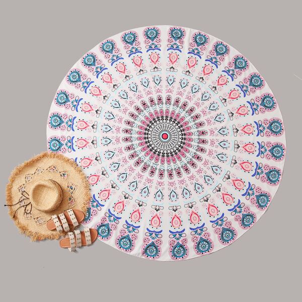 

Allover Graphic Round Shaped Beach Blanket, Multicolor