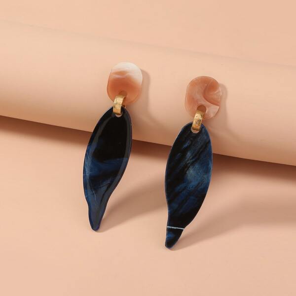 

Color Block Leaf Drop Earrings, Multicolor