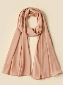1pc Ladies' Soft Pearl & Chiffon Solid Color Headscarf, Suitable For Daily And Casual Wear Winter Fall - Coral Pink - View 1