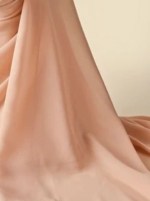1pc Ladies' Soft Pearl & Chiffon Solid Color Headscarf, Suitable For Daily And Casual Wear Winter Fall - Coral Pink - View 3