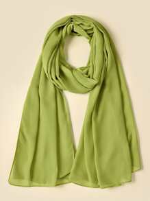 1入組珍珠裝飾雪紡圍巾頭圍巾頭巾海灘防紫外線圍裹髮箍 - 青檸色 - 查看 1