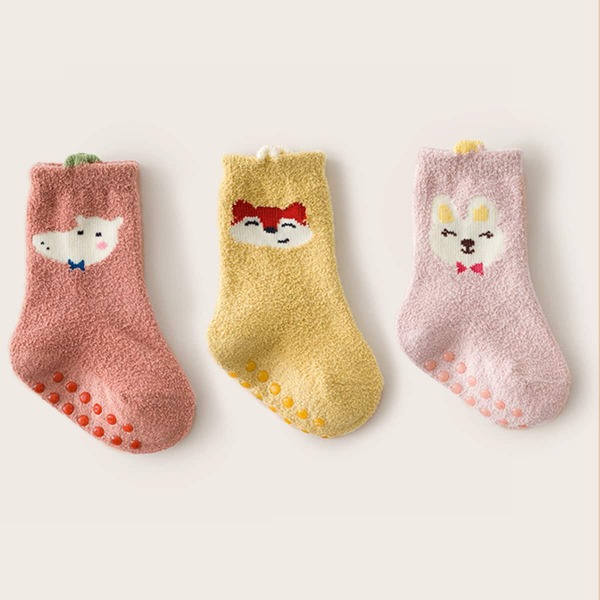 

3pairs Baby Cartoon Graphic Socks, Multicolor