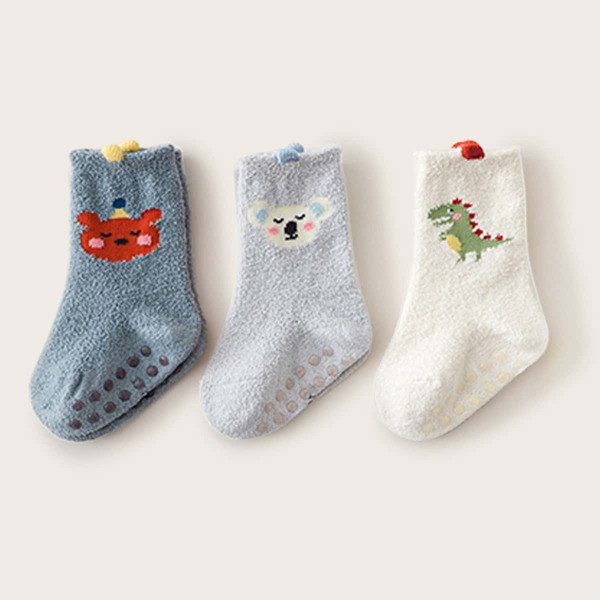 

3pairs Baby Cartoon Graphic Socks, Multicolor