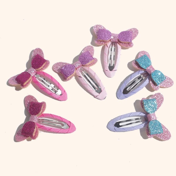 

6pcs Toddler Girls Bow Decor Hair Clip, Multicolor