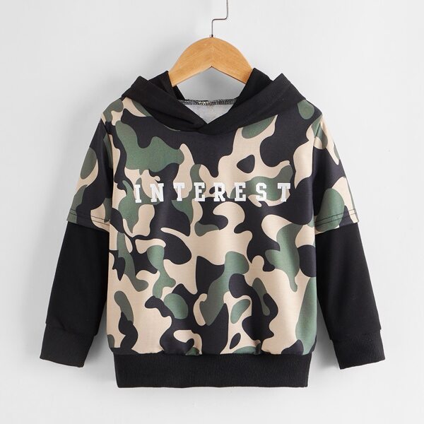 

Toddler Boys Letter & Camo Print Hoodie, Multicolor