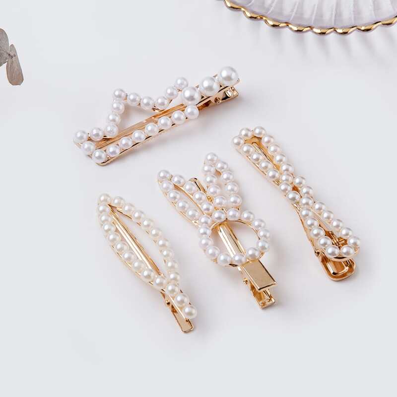 

4pcs Faux Pearl Headband, Multicolor