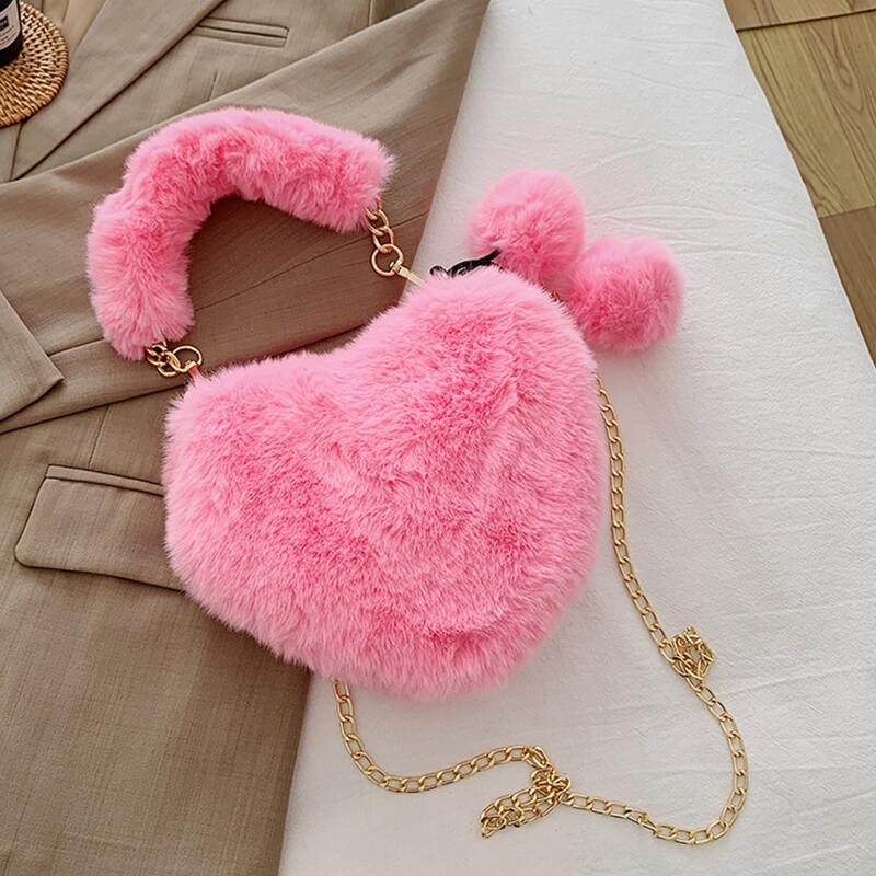 

Fluffy Heart Bag, Pink