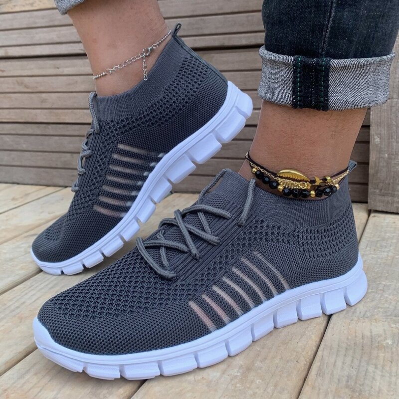

Mesh Striped Knit Sneakers, Dark grey