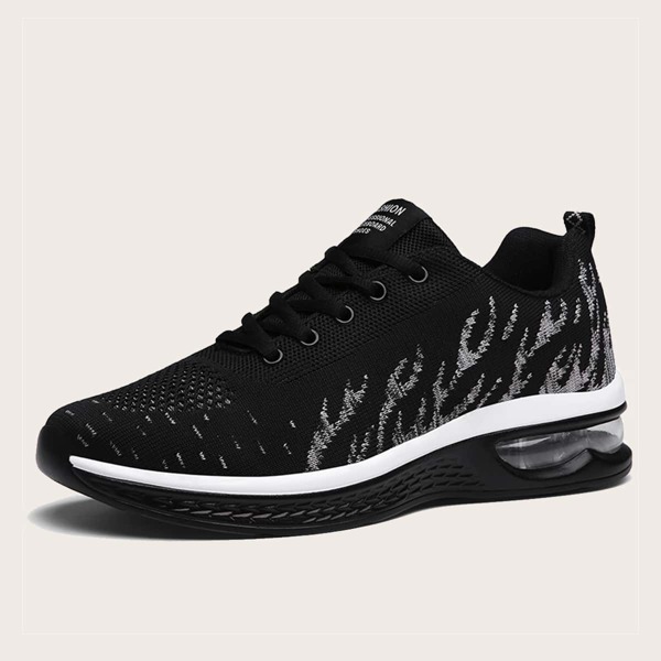

Men Lace-up Front Knit Sneakers, Grey