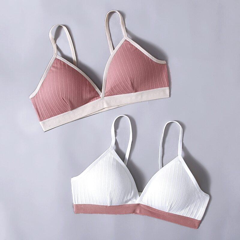 

2pack Contrast Binding Bralette, Multicolor