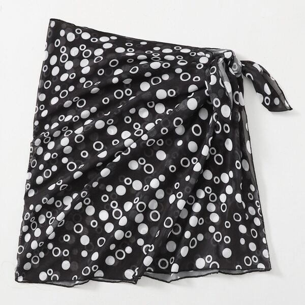 

Polka Dot Print Sheer Cover Up, Black