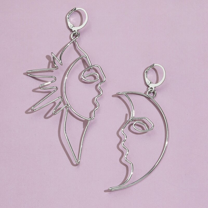 

Sun & Moon Drop Earrings, Silver