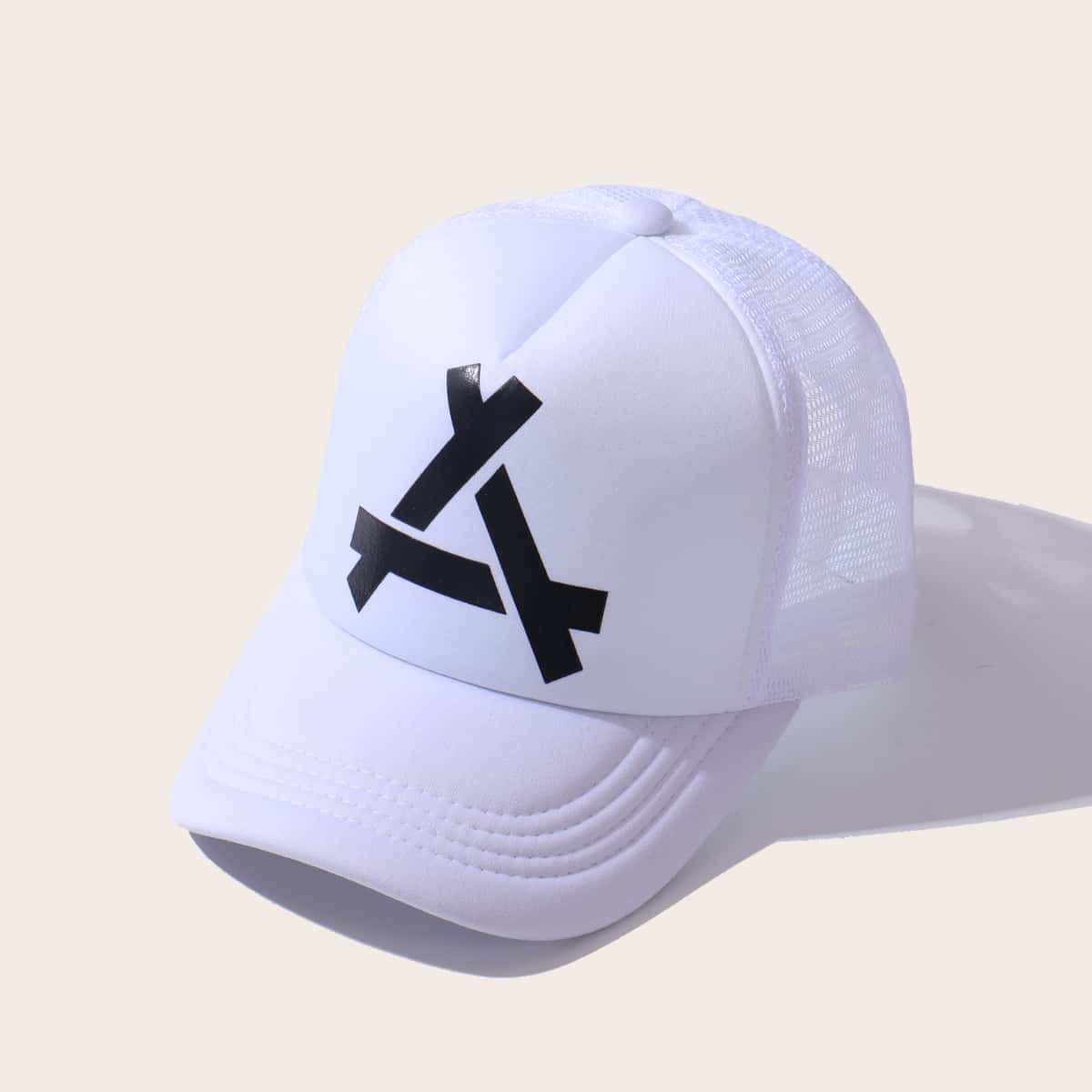 

Triangle Print Baseball Cap, White