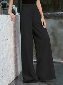 Double Crazy Pocket Side Wide Leg Trousers - Black - View 5