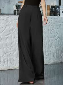 Double Crazy Pocket Side Wide Leg Trousers - Black - View 6