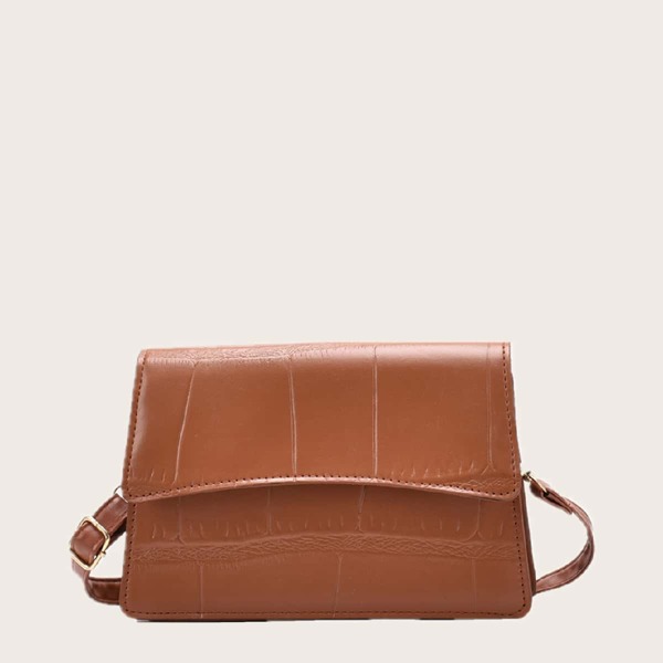 

Croc Embossed Flap Crossbody Bag, Brown