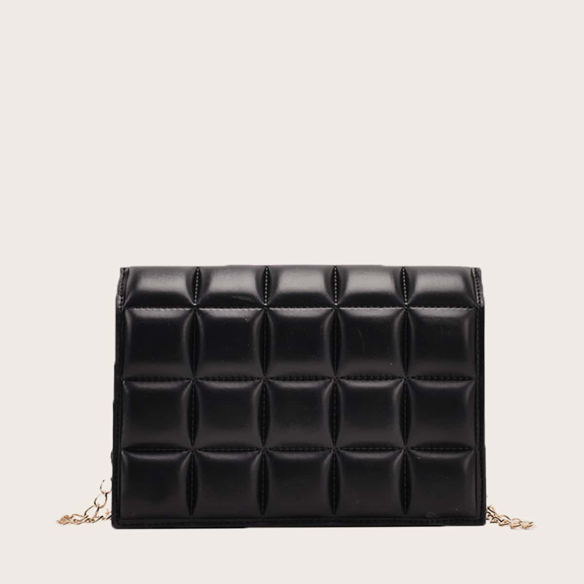 

Quilted Chain Crossbody Bag, Black