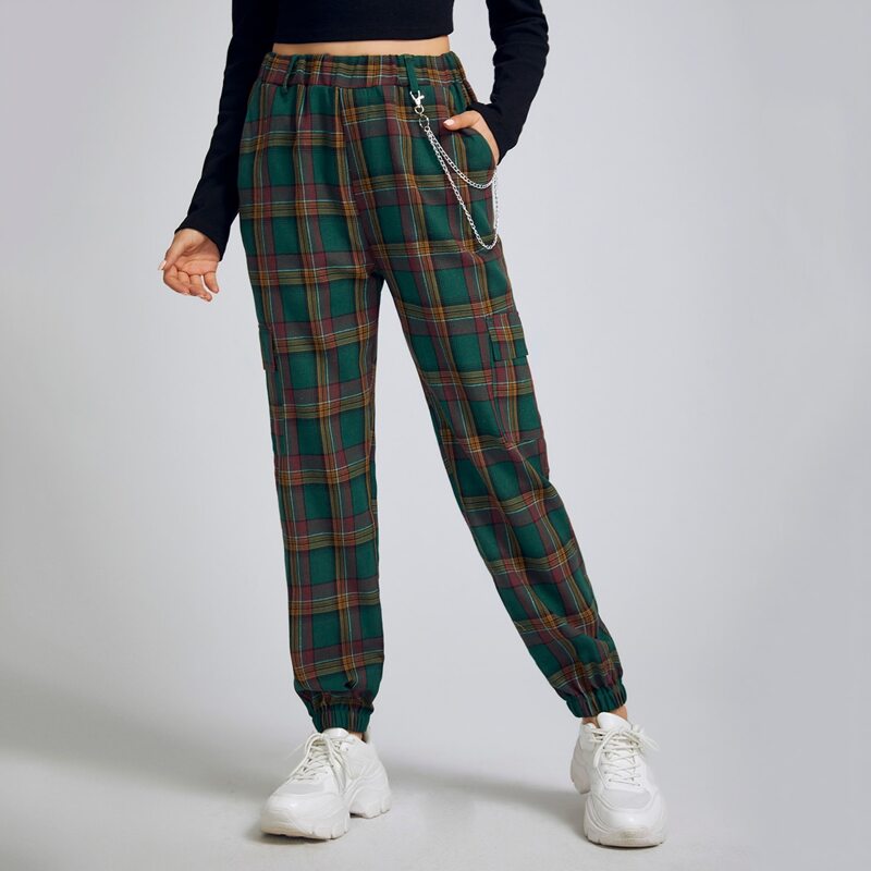 

Tartan Chain Cargo Pants, Multicolor