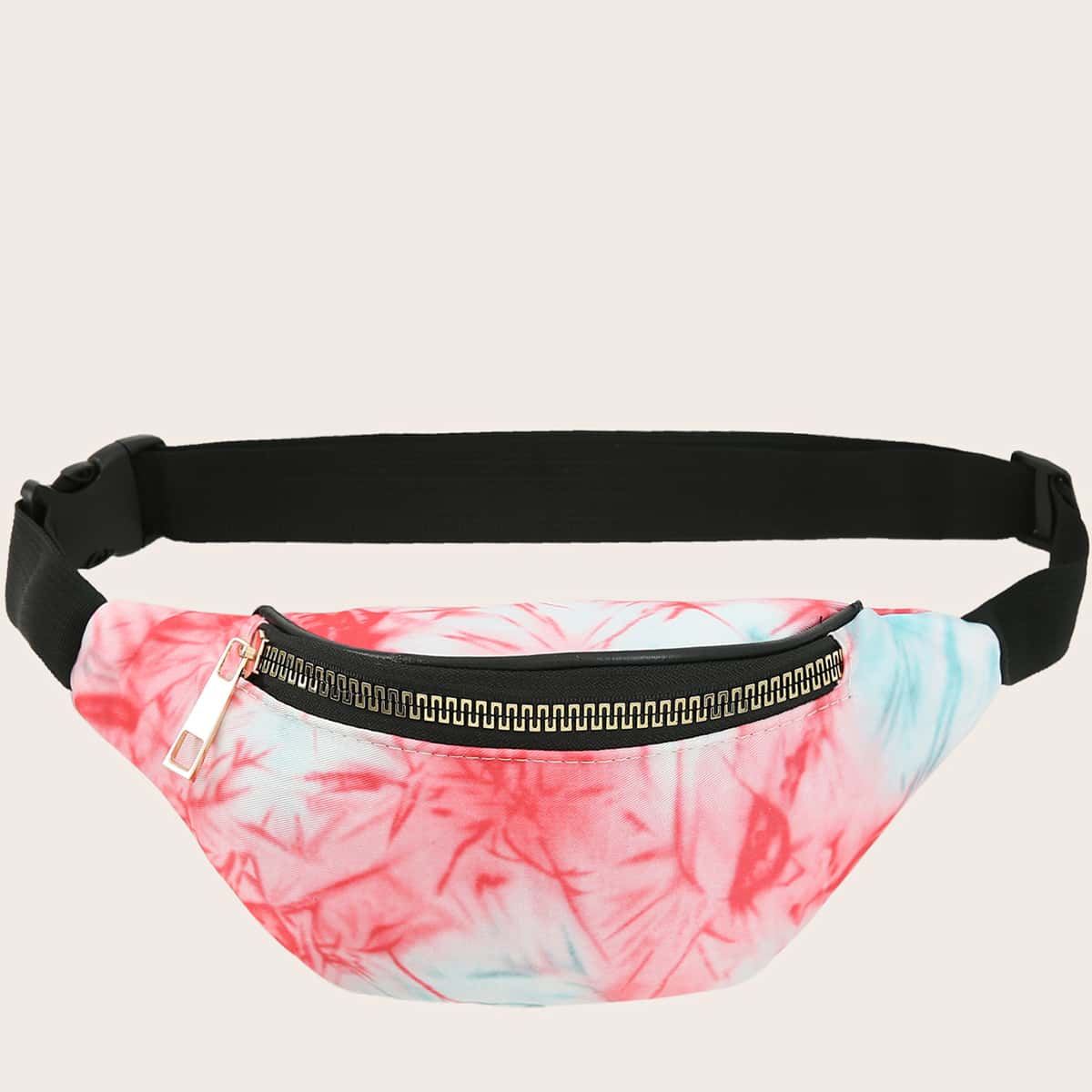 

Tie Dye Zip Front Fanny Pack, Multicolor