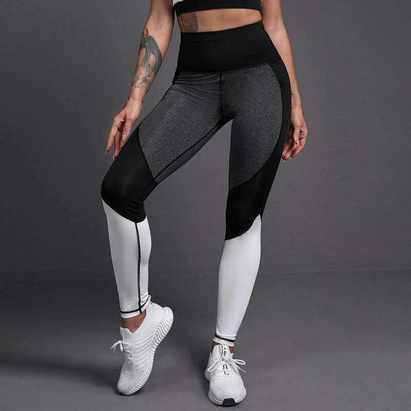 

Colorblock Wide Band Waist Sports Leggings, Multicolor