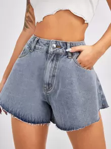Botão Simples Short Jeans - Lavagem clara - Visão 1
