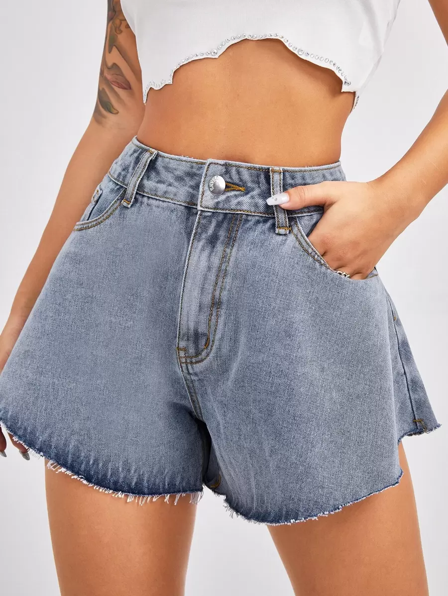 Botão Simples Short Jeans - Lavagem clara - Visão 1