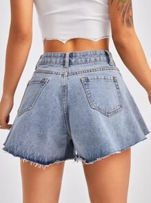 Botão Simples Short Jeans - Lavagem clara - Visão 2